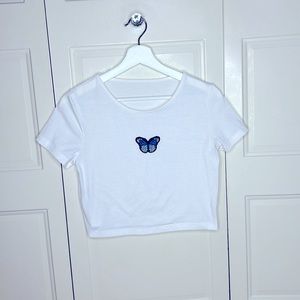 Crop top butterfly shirt